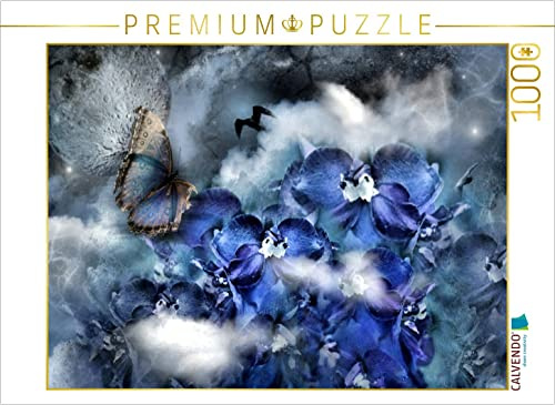 CALVENDO Puzzle Rittersporn mit Himmelsfalter | 1000 Teile Lege-Größe 64 x 48 cm Foto-Puzzle für glückliche Stunden