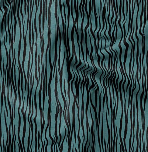 Soimoi Grun Baumwolle Batist Stoff Zebra Tierhaut Dekor Stoff gedruckt 1 Meter 42 Zoll breit