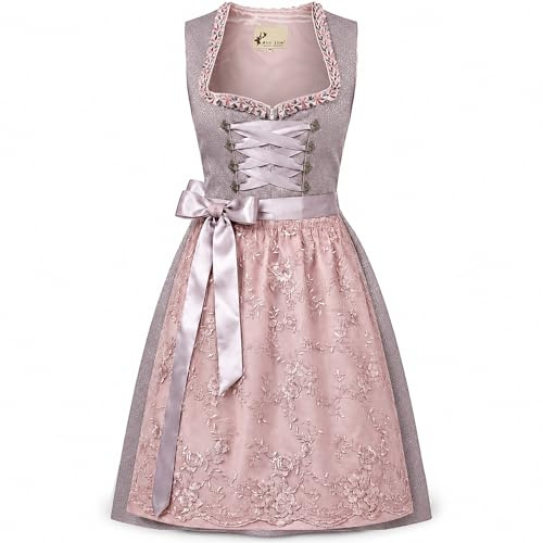 Alte Liebe 2tlg. Damen Dirndl A103, Grau Pink, 36