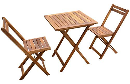 Tidyard Garten-Bistro-Set 3-TLG. Klapptisch und Stuhl Set | Holztisch und Stuhl | Gartengruppe | Gartenmöbel Essgruppe 1 Tisch + 2 Klappstühle Akazie Massivholz