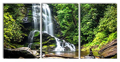 Pixxprint Wasserfall als XXL Leinwandbild in Übergröße 240x120cm Gesamtmaß 3 teilig, Wandbild, Kunstdruck