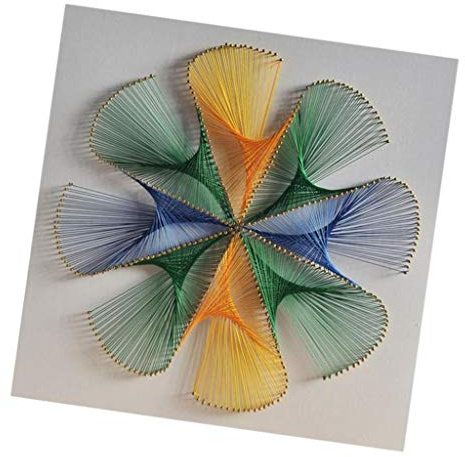 chiwanji DIY String Art Bastelset Nagelbild Motiv Blumendesign, mit Stränge Garn und Ziernägel, Fadenspannbild