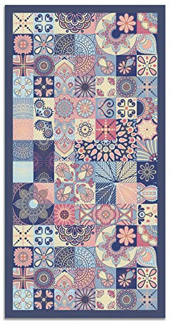 Panorama Tapis Vinyle du Sol Cuisine Salle de Bain - Différentes Tailles - (Carreaux Ciments Cuisine Rose 80x150 cm)