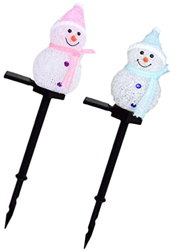 SOLUSTRE 2 Stücke LED Solarleuchten Schneemann Figur Solar Gartenstecker Weihnachten Beleuchtet Beleuchtung Garten Solarlampen Weihnachtsdeko Lampe für Außen Outdoor Rasen Terrassen Deko