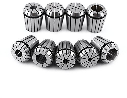 Pinza de enrutador ER32, juego de pinzas de resorte de 9 piezas para máquina de grabado CNC y herramienta de torno de fresado de 2-20 mm(2mm, 4mm, 6mm, 8mm, 10mm, 12mm, 16mm, 18mm, 20mm)