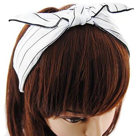 axy HR33 Haarreif Serie 33 Hair Band mit Schleife -Vintage-Wunderschön Stirnband (Motiv 10 - Weiss)