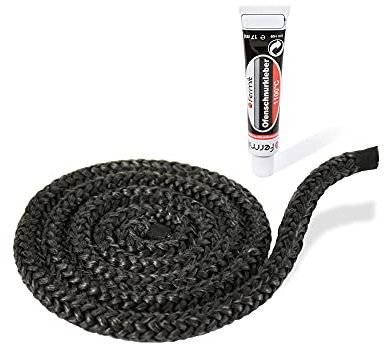 LANZZAS Corda di tenuta per caminetti e forno, diametro 10 mm, lunghezza 1 m, resistente al calore fino a 550 °C, con adesivo di montaggio ignifugo