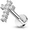 beyoutifulthings 1 Knorpel Ohr-Stecker Zirkonia Kreuz 6 mm Länge Silber Clear Cartilage Labret Piercing-s Tragus Edelstahl Schraub-Verschluss