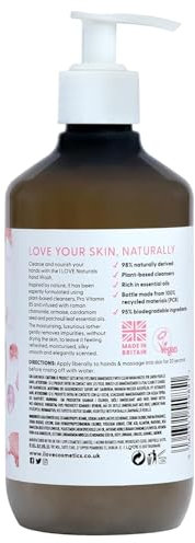 I LOVE Naturals Rose & Argan Savon Liquide Mains 500ml – Huiles Naturelles de Rose & Patchouli – Nettoie Doucement, Formule Rafraîchissante & Purifiante – Vegan & Cruelty-Free 500ml
