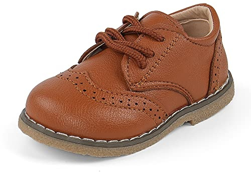 MASOCIO Boys Girls Lace Up Shoes Toddler Little Kids School Shoes Flat Dress Shoes (Toddler/Little Kid)