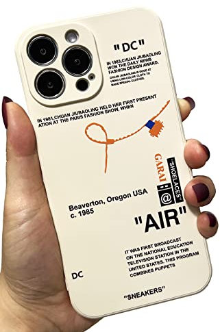 Hot Off Sports Shoes Brand Silicone Phone Case for iPhone 13 Pro Max 6.7 inch, Ultra Thin Soft Silicone Full Body Protective Cover for iPhone 13 Pro Max with Cool Label Pattern Slim Fit Case(White)