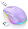Wireless Mouse Jiggler - LED Wireless Mice with Build-in Mouse Mover, Rechargeable Moving Mouse for Laptop with Undetectable Random Movement Keeps Computers Awake - Purple