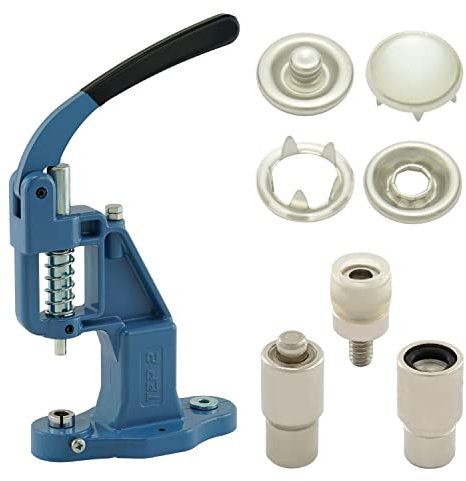 Druckknopfpresse Set mit Hebelpresse, Druckknopfwerkzeug und 50 Stück Jersey Druckknöpfen 10,5 mm, Perlmutt, Messing | nähfrei, rostfrei | Handpresse | DIY