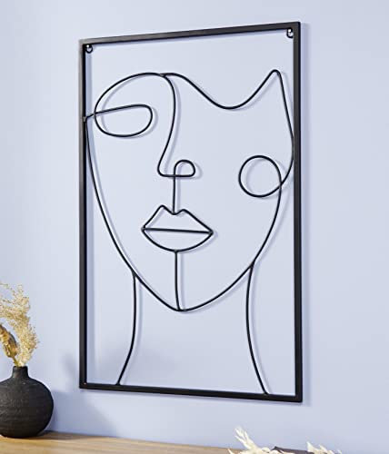 Wandbild Madame Gesicht aus Metall, matt schwarz, modern & abstrakt, Wanddekoration, Wandschmuck