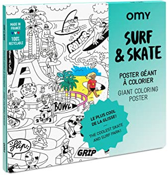 OMY Poster géant à colorier surf and skate - 70 x 100 cm