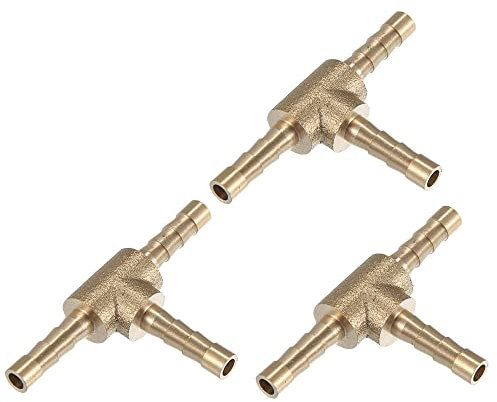 X AUTOHAUX Lot de 3 raccords de tuyau cannelés en laiton de 4 mm en forme de T 3 voies