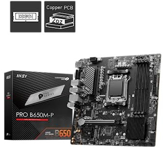 MSI PRO B650M-P ProSeries Motherboard (AMD Ryzen 9000/8000/7000 Series Processors, AM5, DDR5, PCIe 4.0, M.2, SATA 6Gb/s, USB 3.2 Gen 2, HDMI/DP, 2.5Gbps LAN, mATX)