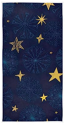GAIREG Blaue Schneeflocken gelbe Sterne Handtücher, Gästehandtücher für Badezimmer, 38,1 x 76,2 cm, Duschtücher