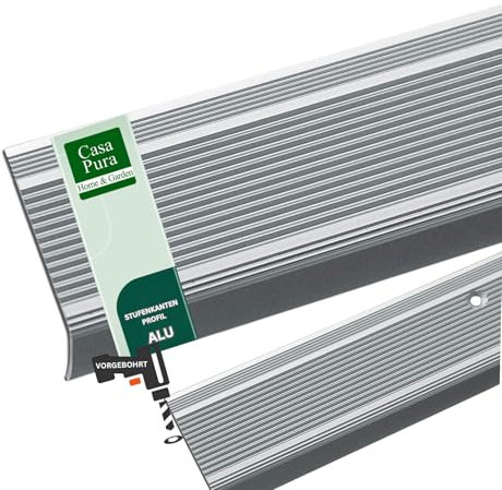 casa pura Aluwinkel Treppenprofil L-Form Winkelprofil Gelocht | Silber | eloxierte Stufenkantenprofil für Parkett und Laminat 1 Stück, 134 cm Länge 3 x 2 cm - Integral