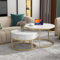 SogesHome Satztische Set 2er Moderner Beistelltisch Nesting Couchtisch Hochglanz Marmormuster 2er Set runde Couchtische Runder Nested Beistelltisch mit Schublade