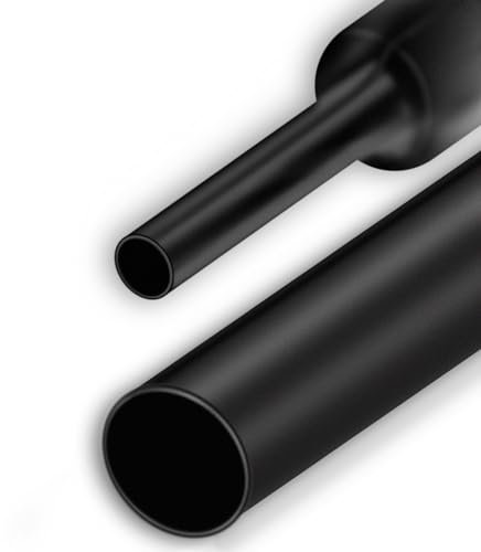 Schrumpfschlauch, Schrumpfschlauch mit Kleber, 4:1 Schrumpfschläuche Wasserdicht, Heat Shrink Tube Schwarz für Kabelisolierung, Markierung, Kabelbündelung, Reparaturen (12mm x 2m)