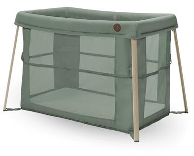 Maxi-Cosi Iris 2-in-1-Reisebett Baby, 0 – 3 Jahre, bis zu 15 kg, kompaktes Reisebettchen, 2 Schlafebenen, faltbar, Schaumstoffmatratzen, Seitenteile aus Netzmaterial, Reisetasche, Beyond Green