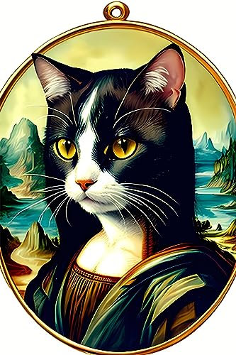 Diamond Painting Mona Lisa Katze Malen Nach Zahlen Erwachsene, 5D Diamant Painting Bilder DIY Diamond Painting Erwachsene Kinder Stickerei Kreuzstich Set für Home Wand Deko Wohnzimmer, (50x70 cm),g402