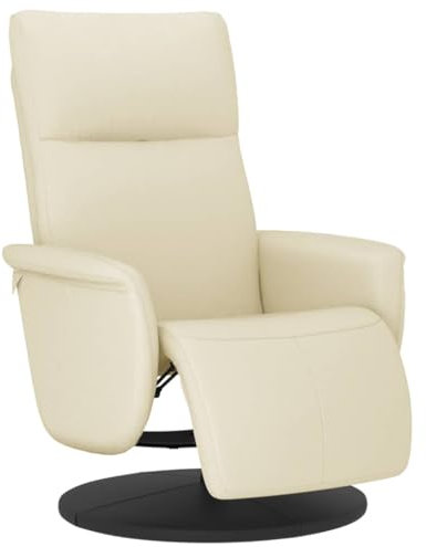 vidaXL Relaxsessel, Drehbar Sessel mit Liegefunktion, Fernsehsessel Verstellbare Rückenlehne Fußteil, Liegesessel Ruhesessel Polstersessel, Creme Kunstleder