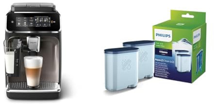 Cafetera espresso totalmente automática Philips Serie 3300-6 bebidas y filtro de agua y cal Philips AquaClean para cafetera espresso, sin descalcificación hasta 5000 tazas, paquete doble
