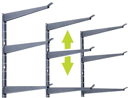 Delta Cycle, robustes Holzregal für bis zu 327 kg, 3-stöckiges breites Holzregal mit voll verstellbaren Armen, Stahlkonstruktion, Aufbewahrungslösung für Garage, Keller und Speisekammer