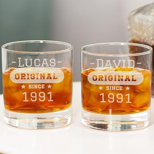 Wanapix | Pack 2 Verres à Whisky Personnalisé | Verre a Rhum avec Nom | 38cl | Convient au Lave-Vaisselle | Cadeau Original | Original