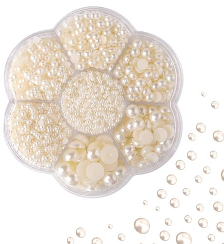 2000pcs 2/3/4/5/6/8/10mm DIY Pearl Beads, Pearl Beads for Craft, Small Loose Beads, Faux Fake Pearls for DIY Necklaces, Bracelets, Jewellery, Wedding Dress, Nail Art Making