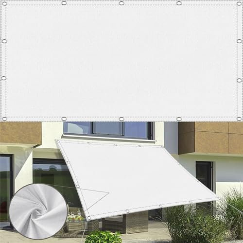 Voile d'ombrage Imperméable 3.1 x 3.5 m UV Protection Imperméable Léger Durable Potager Filet D Ombrage avec Corde de pour Camping Piscine Fête Végétale, Blanc