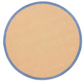 carpetfine Sisalteppich Naturfarbe Ø 60 cm handgewebt mit Bordüre aus Baumwolle in Blau | Moderner Rutschfester Flachgewebe Teppich Uni aus Naturfasern für Wohnzimmer, Schlafzimmer