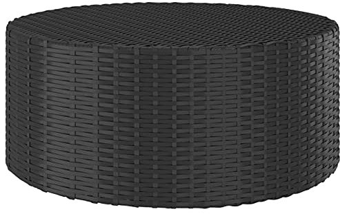 Homgoday Couchtisch aus Polyrattan, schwarz, 68 x 68 x 30 cm