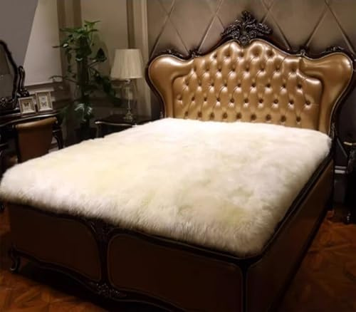 Lammfell Matratzen Topper Lammfell Matratzentopper Wolle Matratzenauflage Schaffell Bett Topper Fell Unterbett Matratzenschoner Topper Bezug Matratzenbezug Matratzenschutzbezüge Lammfell Bettauflage(2
