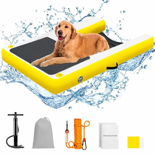 Rampa de piscina para perros, rampa inflable para barco, escalera flotante antideslizante de EVA para perros, para piscinas, barcos, muelles, acceso seguro y fácil al agua para perros grandes