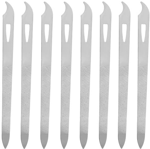 Paquete de 8 limas de uñas de metal, limas de uñas de 5 pulgadas para uñas naturales, limas de uñas finas y duraderas con punta afilada curvada de doble cara, herramientas para manicura y pedicura,