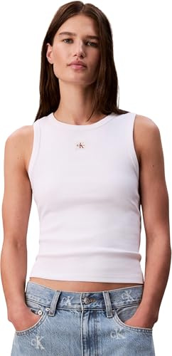 Calvin Klein Damen Tank Top Woven Label Cotton Rib mit Logo