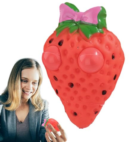 Juguetes antiestrés para Aplastar - Fidget Toys Juguete sensorial elástico de Fresa,Juguete antiestrés elástico, Bola para apretar, Bolas antiestrés de Frutas, Juguete sensorial , Rellenos de b