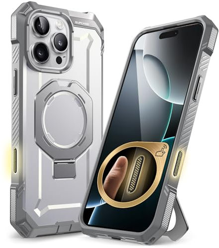 SUPCASE for iPhone 16 Pro Case with Stand (Unicorn Beetle Grip), [Compatible with MagSafe] [Military-Grade Drop Protection] Heavy Duty Rugged Magnetic Phone Case for iPhone 16 Pro 6.3'' 2024 (White)