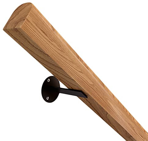 1,8 m lange Landhaus-Villa-Flur-Dekor-Holztreppen-Handlauf, komplettes Set, rutschfeste Wandhaltegriffe mit Metallhalterungen und Beschlägen