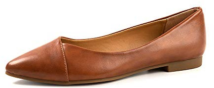 HEVA Women's Classic Pointed Toe Flat Ballet Pumps Shoes Casual Comfort Wedding Shoes(8UK 42EU,Brown)