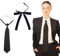 WUSJCOF 2 Pièces Cravate Pré-nouée Longue Cravate Femme Uniforme Look Soie Brillante Élastique