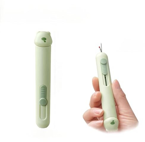 Wbgraceful 2-in-1 Automatischer Nadeleinfädler Nahttrenner – Quiltzubehör Nähset – Schnellnähmaschine Loop Nadeleinfädler (grün)
