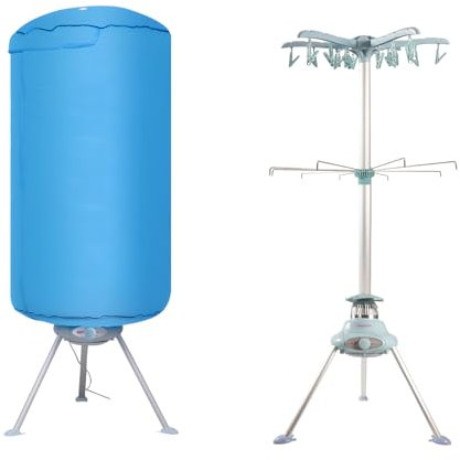 Dhouse Elektrischer Wäschetrockner Tumble Dryer 1000W Wärmepumpentrockner 2-stufiger Faltbarer elektrischer Wäscheständer aus Edelstahl Trockner mit Time 10 kg Kleidung Automatische Abschaltung