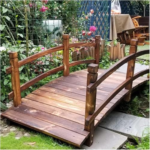 Große dekorative Teichbrücke für den Hinterhof, Gartenbrücke mit Sicherheitsgeländern, Holzfußbrücke für den Außenbereich, Bachläufe (Größe: 150 x 65 x 50 cm (Größe: 150 x 65 x 50 cm)