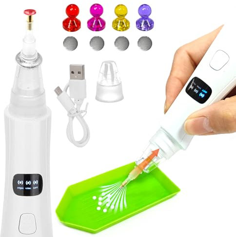 Zariocy Electric Diamond Painting Pen, einstellbarer Saugmodus, kabelloser Diamant-Kunst-Malstift mit Vakuumpumpe für Erwachsene, inkl. 4 Diamant-Ortungsgeräte & 2 Ersatzköpfe, DIY-Kunst-Werkzeugsätze