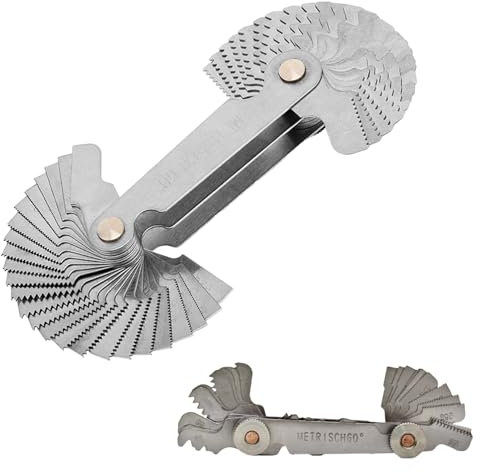 52 Blätter Edelstahl Gewindelehre,Metrisch 60° 0.25-6 mm und Whitworth 55° 4G-62G,Gewindeschablone,Feingewinde Messwerkzeug,Gewindelehre Metrisch 24blatt und Zoll 28blatt für Präzisionsmessungen