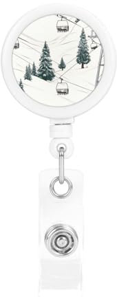 Porte-badge rétractable avec clip de ceinture, porte-badge léger avec sapin, porte-carte d'identité amusant pour clés, noms, pour bureau, médecin, infirmière